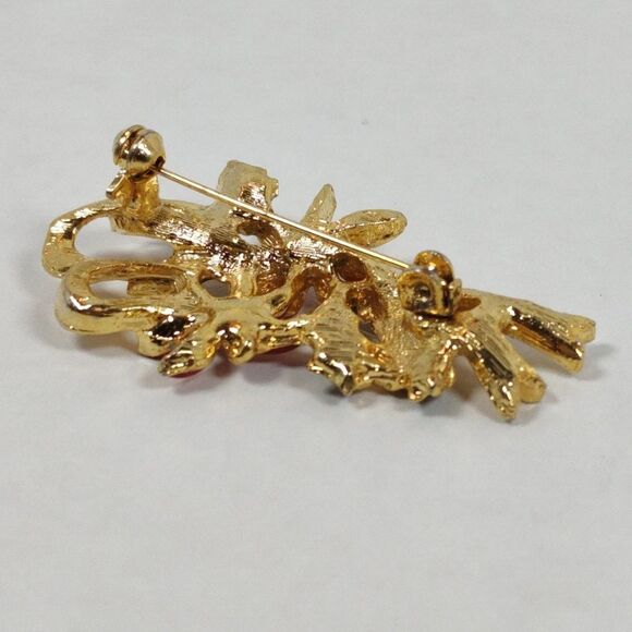 Lot of 4 Christmas Brooches Santa Claus Snowman Poinsettia Christmas Tree Used - Picture 9 of 13